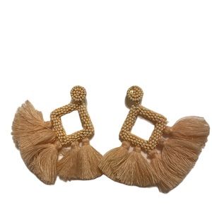 ANTHROPOLOGIE • Yellow Beaded Tassel Earrings